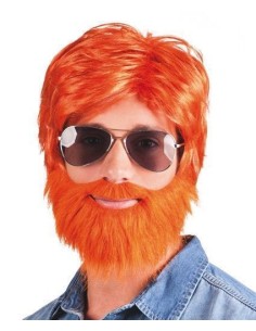 Perruque pour homme orange - de haute qualité, idéale pour le carnaval, les fêtes à thème et les événements spéciaux.